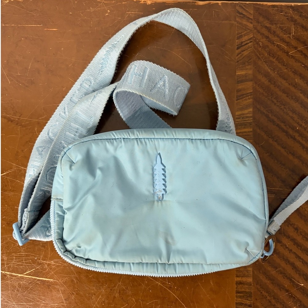 Thacker New York Light Blue Nylon Crossbody Sling Bag Adjustable Logo Strap